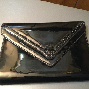 Shinny Black Clutch Handbag Purse vintage Preowned